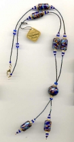 "Scintillare" Blue, Aqua, Orange, Violet Venetian Beads